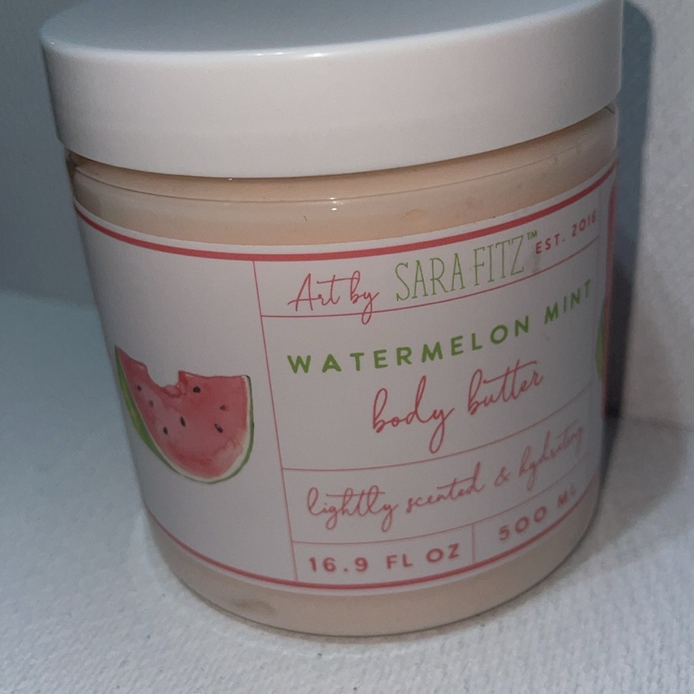 Art by Sara Fitz Watermelon  Mint Body Butter Core home  NWT